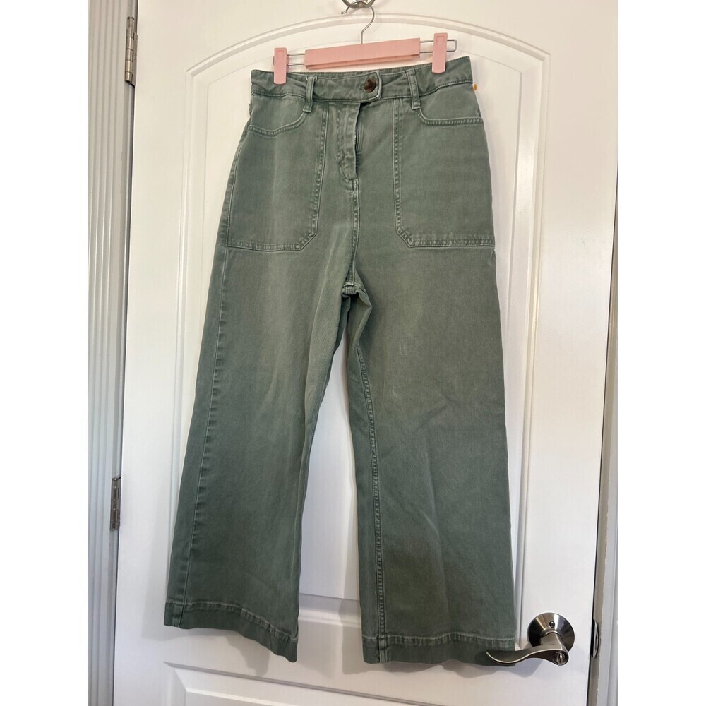 Boden Olive Green Wide Leg Utility Pants Size 6R chic minimalist retro boho 90s - Picture 3 of 12